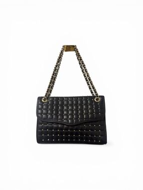 Rebecca Minkoff Black Quilted Shoulder Bag with Gold Chain